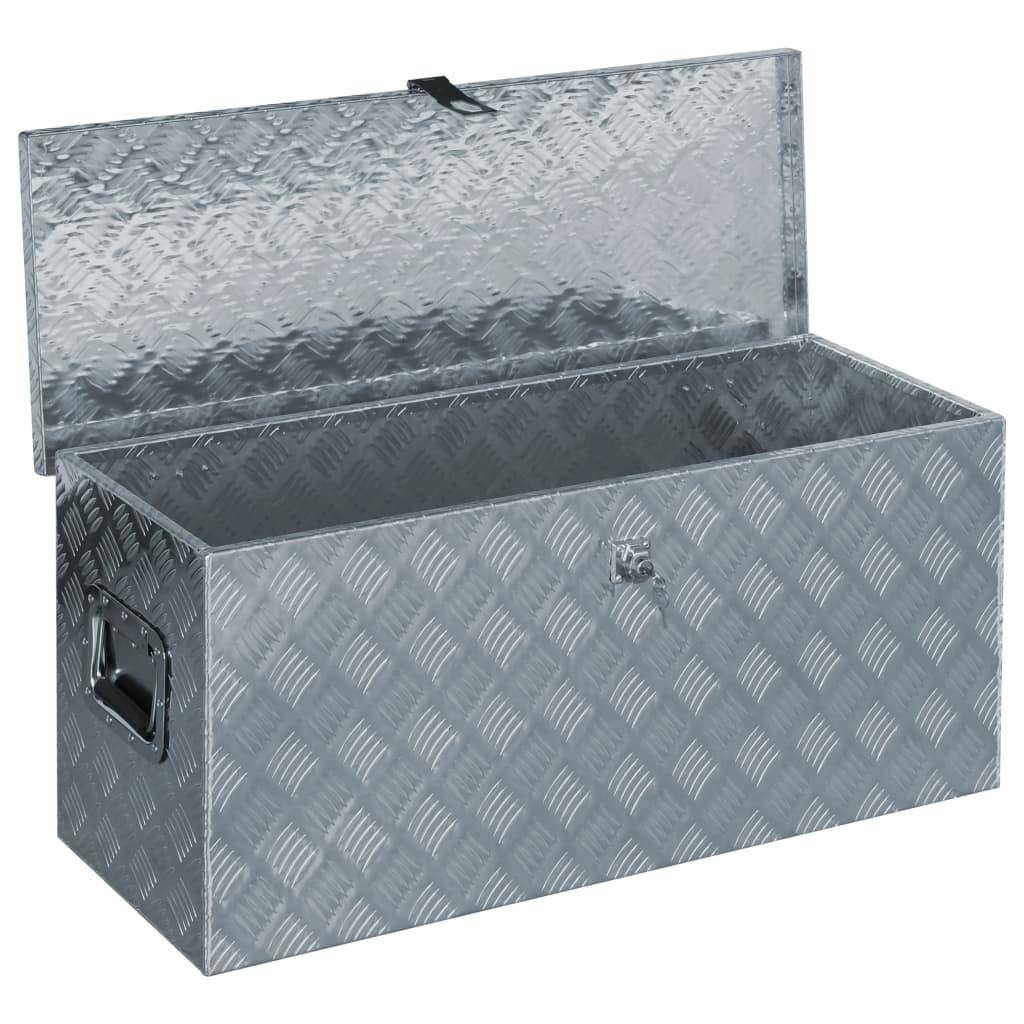 Helloshop26 - Boîte en aluminium outils caisse de rangement coffre à outils 90,5 cm argenté - Imagen 4