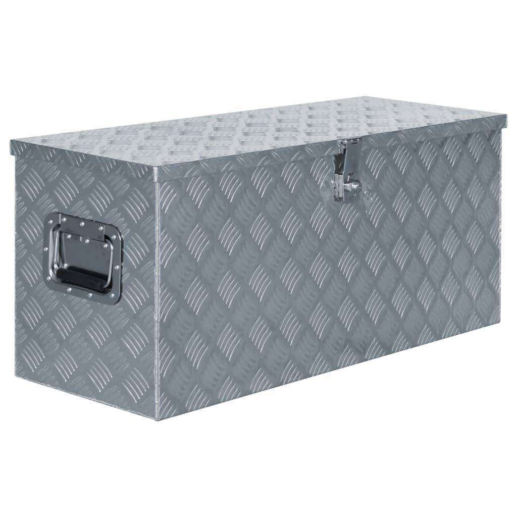 Helloshop26 - Boîte en aluminium outils caisse de rangement coffre à outils 90,5 cm argenté - Imagen 1