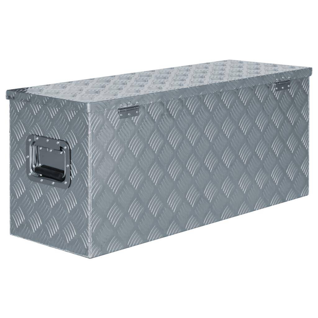 Helloshop26 - Boîte en aluminium outils caisse de rangement coffre à outils 90,5 cm argenté - Imagen 3