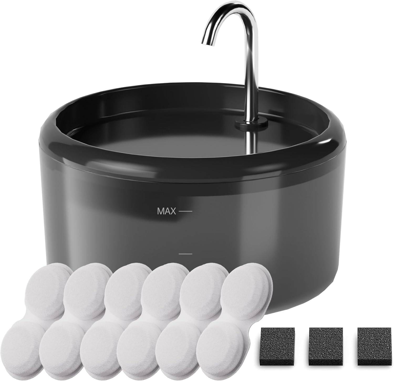 Fontaine a Eau Chat Automatique de 2,4L pour chat avec 6 Filtres + 3 Éponges