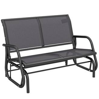 Banc balançoire 2 places de jardin métal et tissu maille, 120x70x85cm, gris