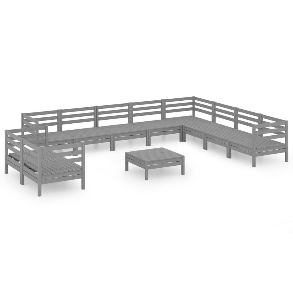 Helloshop26 - Salon de jardin meuble d'extérieur ensemble de mobilier 11 pièces bois de pin massif gris - Imagen 1