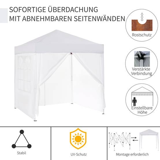 Tonnelle pliante acier tissu Oxford pour extérieur abri anti-UV 2x2m blanc - ComfortXL Outdoor Living - Image 6