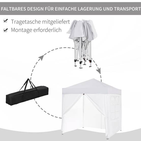 Tonnelle pliante acier tissu Oxford pour extérieur abri anti-UV 2x2m blanc - ComfortXL Outdoor Living - Image 8
