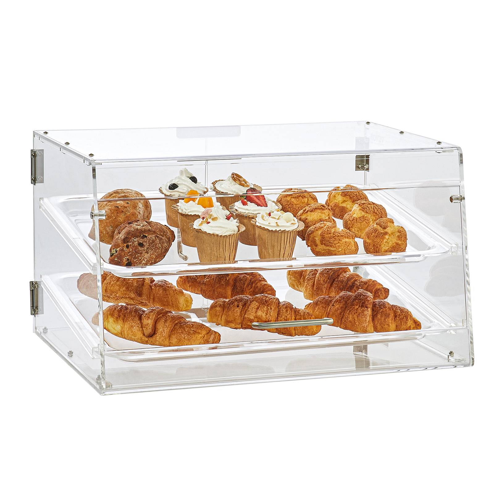 VEVOR Présentoir pâtisserie 2 niveaux acrylique, étagère amovible pour pain, viennoiseries, bonbons, restaurant. - Image 1