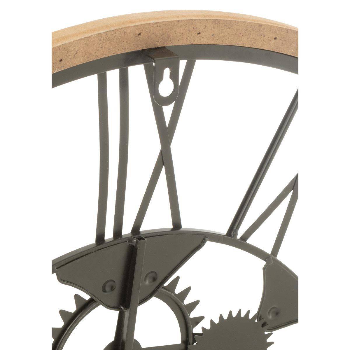 Horloge Murale en Métal "Roues" 60cm Noir & Naturel - Image 2