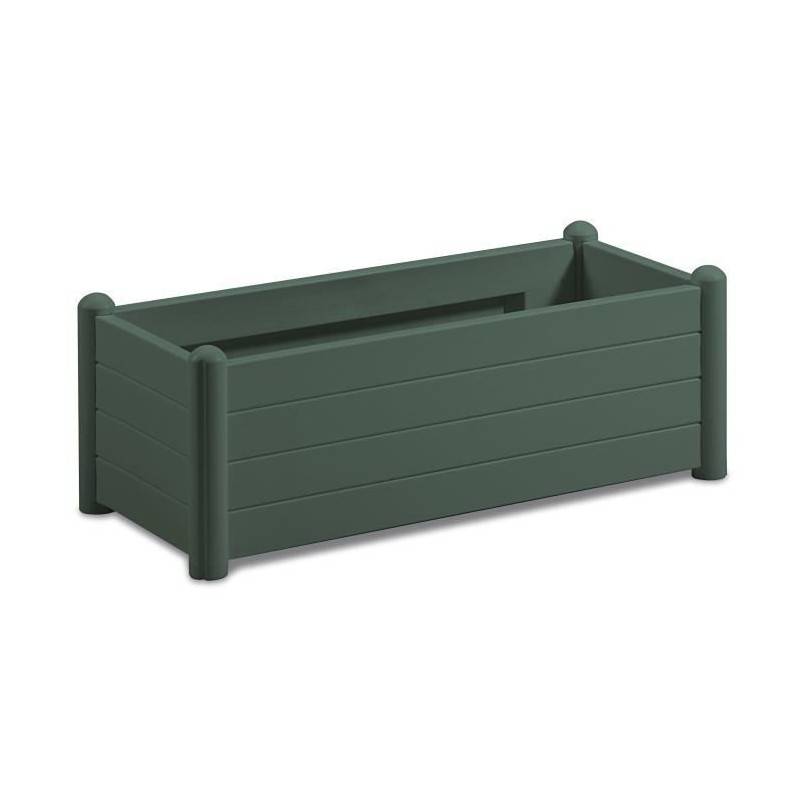 Stefanplast Bac A Fleurs Rectangulaire - Finition En Bois - 100x43xh35cm - 80l - Vert Fonce