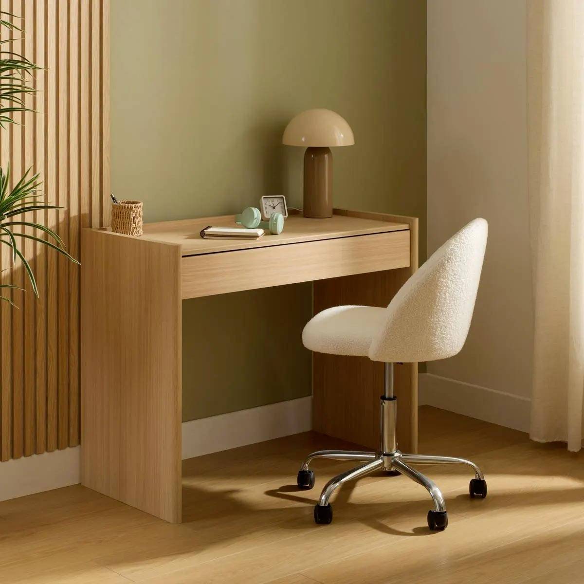 Atmosphera - Chaise de bureau "Geos" bouclette blanc - Atmosphera Créateur d'intérieur - Image 6