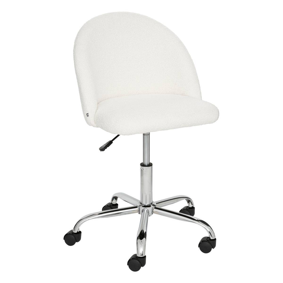 Atmosphera - Chaise de bureau "Geos" bouclette blanc - Atmosphera Créateur d'intérieur