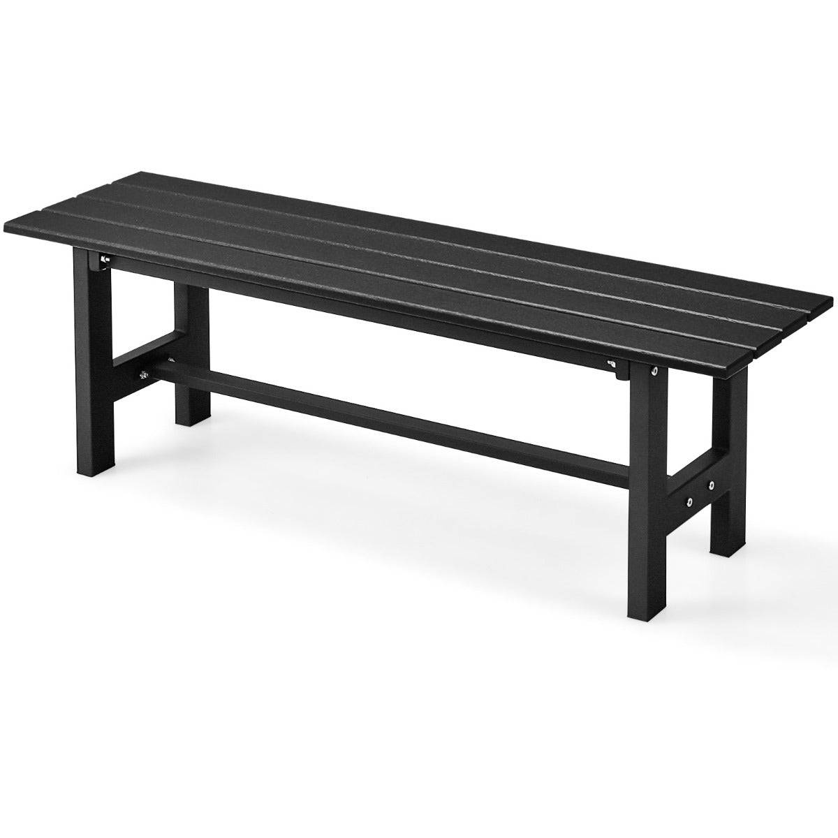 Helloshop26 - Banc de jardin hdpe pour 2 personnes charge 300 kg banquette extérieur avec cadre en métal et couvre-pied de protection noir - Imagen 1