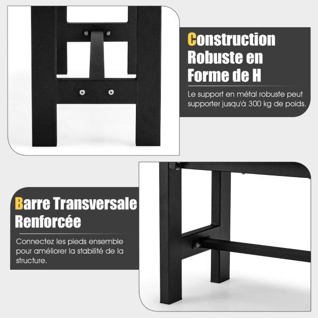 Helloshop26 - Banc de jardin hdpe pour 2 personnes charge 300 kg banquette extérieur avec cadre en métal et couvre-pied de protection noir - Imagen 3