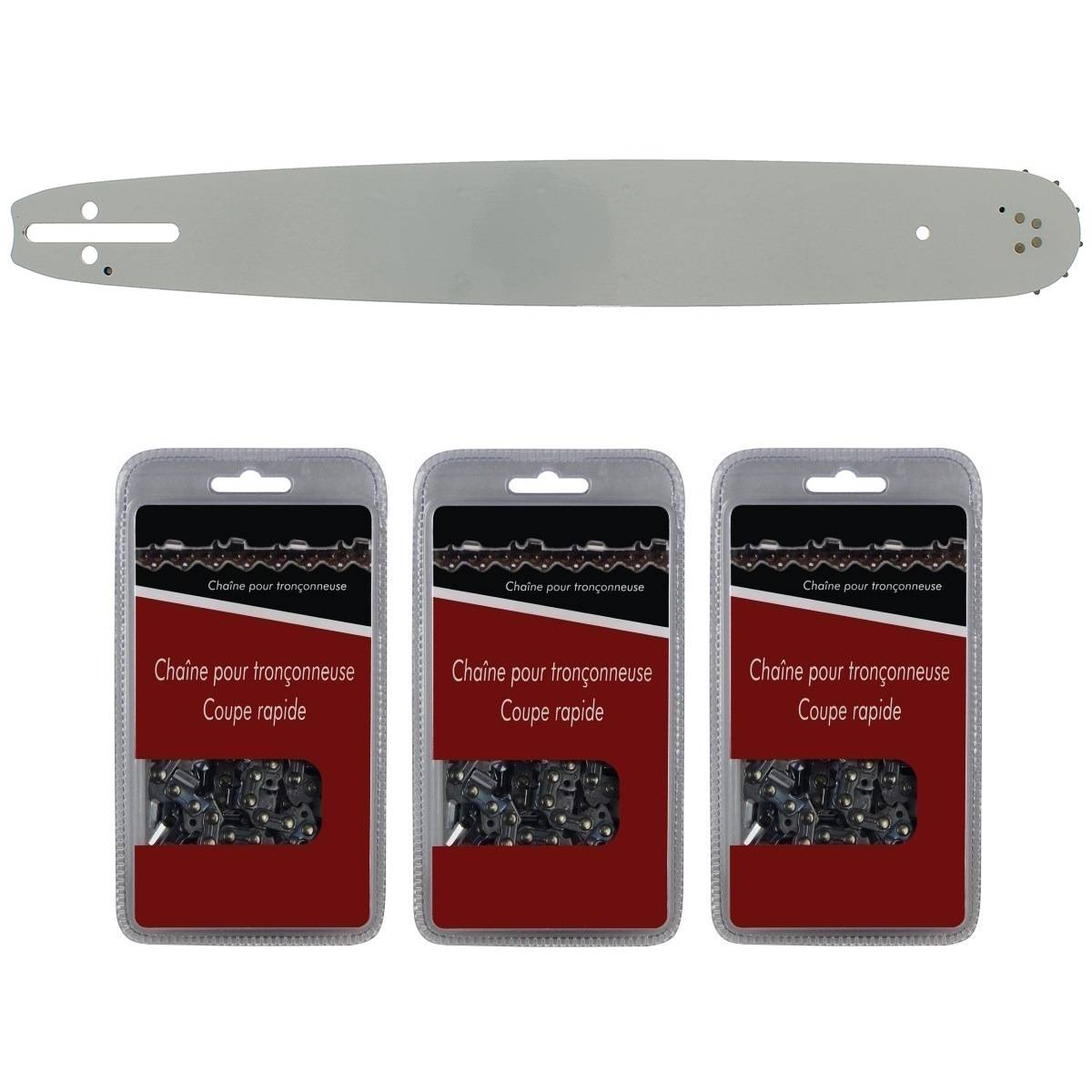 Gt Market - Guide 45 cm (18 pouces) + lot de 3 chaînes 64 maillons - Compatible tronçonneuses HUSQVARNA - GT MARKET - Imagen 1