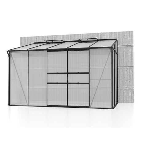 Vitavia - Serre adossée IDA 6500 - 6,50 m² polycarbonate avec porte coulissante et lucarnes, Couleur Vert, Polycarbonate 6 mm - Image 6
