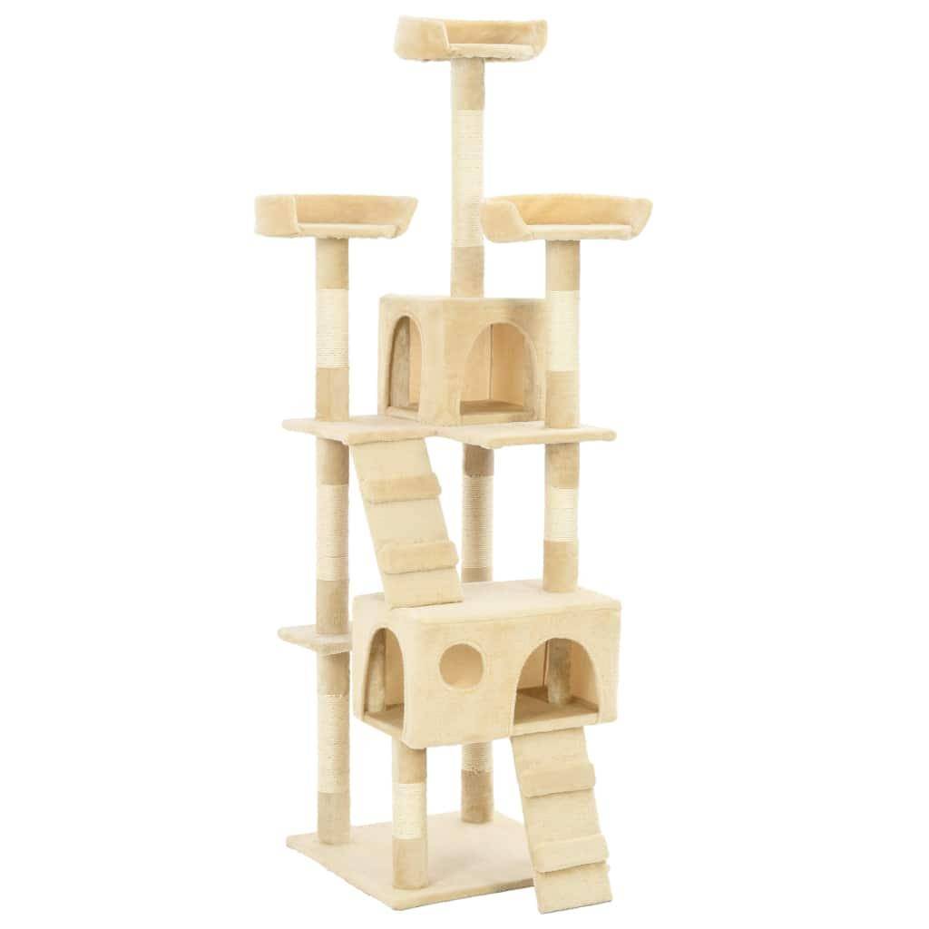 Helloshop26 - Arbre à chat griffoir grattoir niche jouet animaux peluché en sisal 170 cm beige - Imagen 1