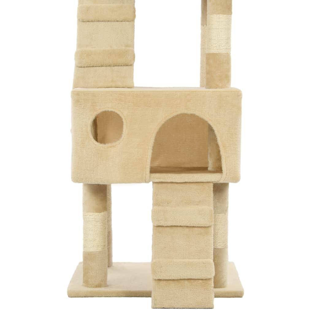 Helloshop26 - Arbre à chat griffoir grattoir niche jouet animaux peluché en sisal 170 cm beige - Imagen 6