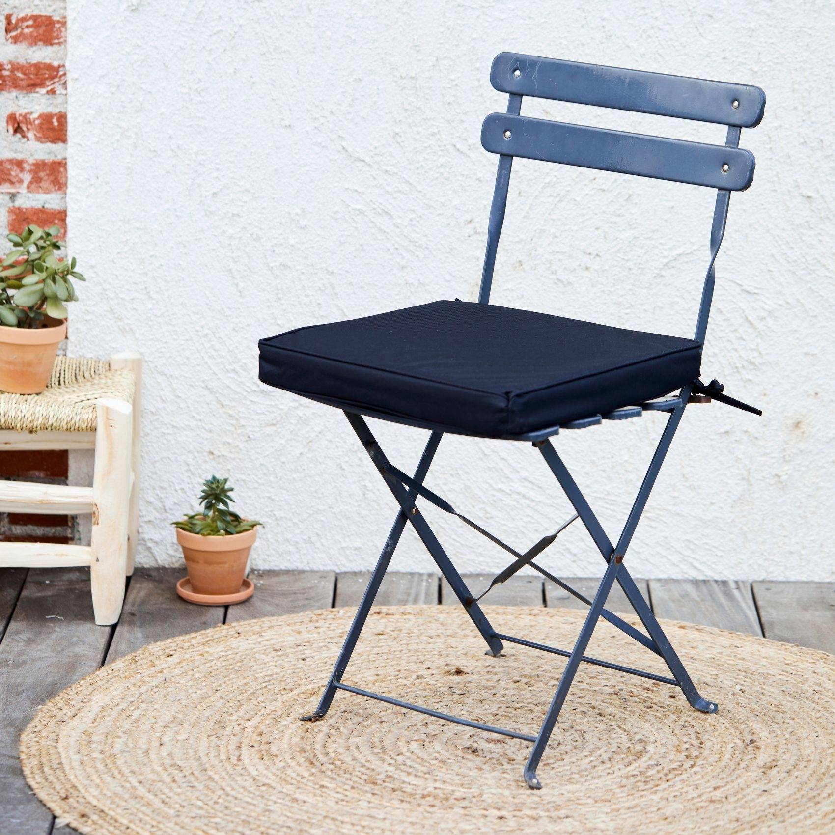 Home Maison - Galette de chaise extérieur imperméable et déhoussable MINORQUE - HOME MAISON - Polyester - Noir - Imagen 3