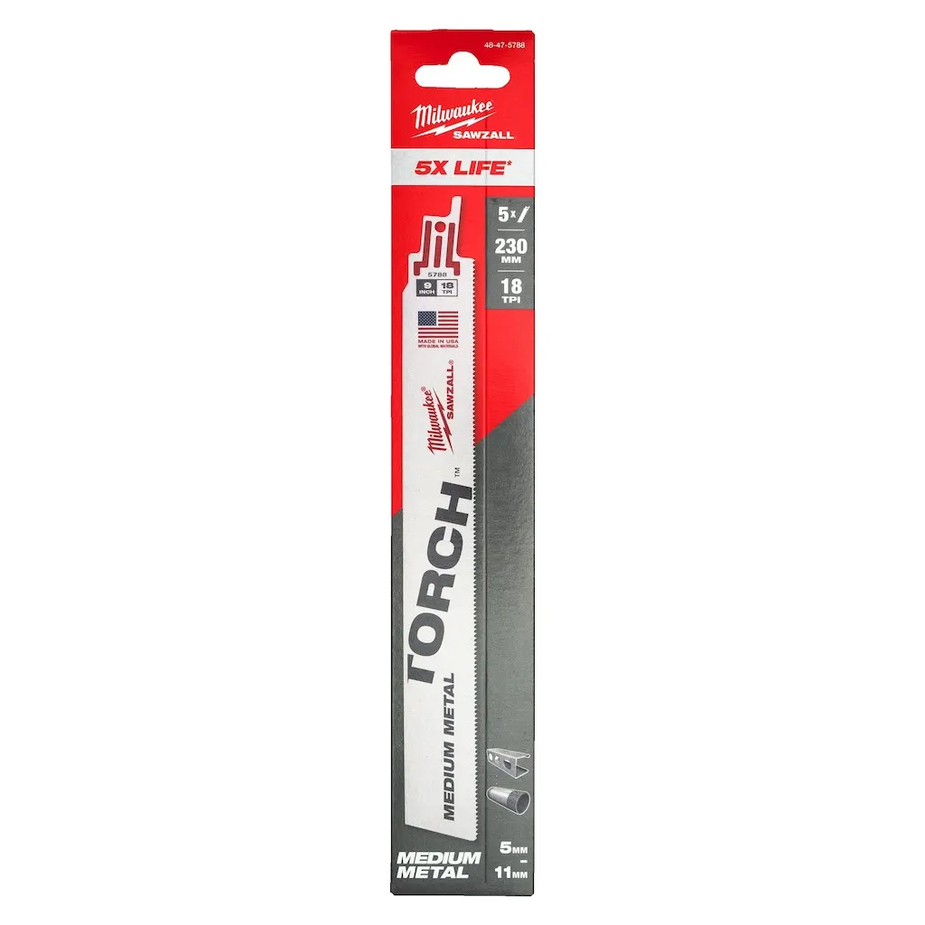 Lame scie sabre TORCH 230 mm x 18 TPI - 5 pièces - MILWAUKEE - 48475788 - Image 2