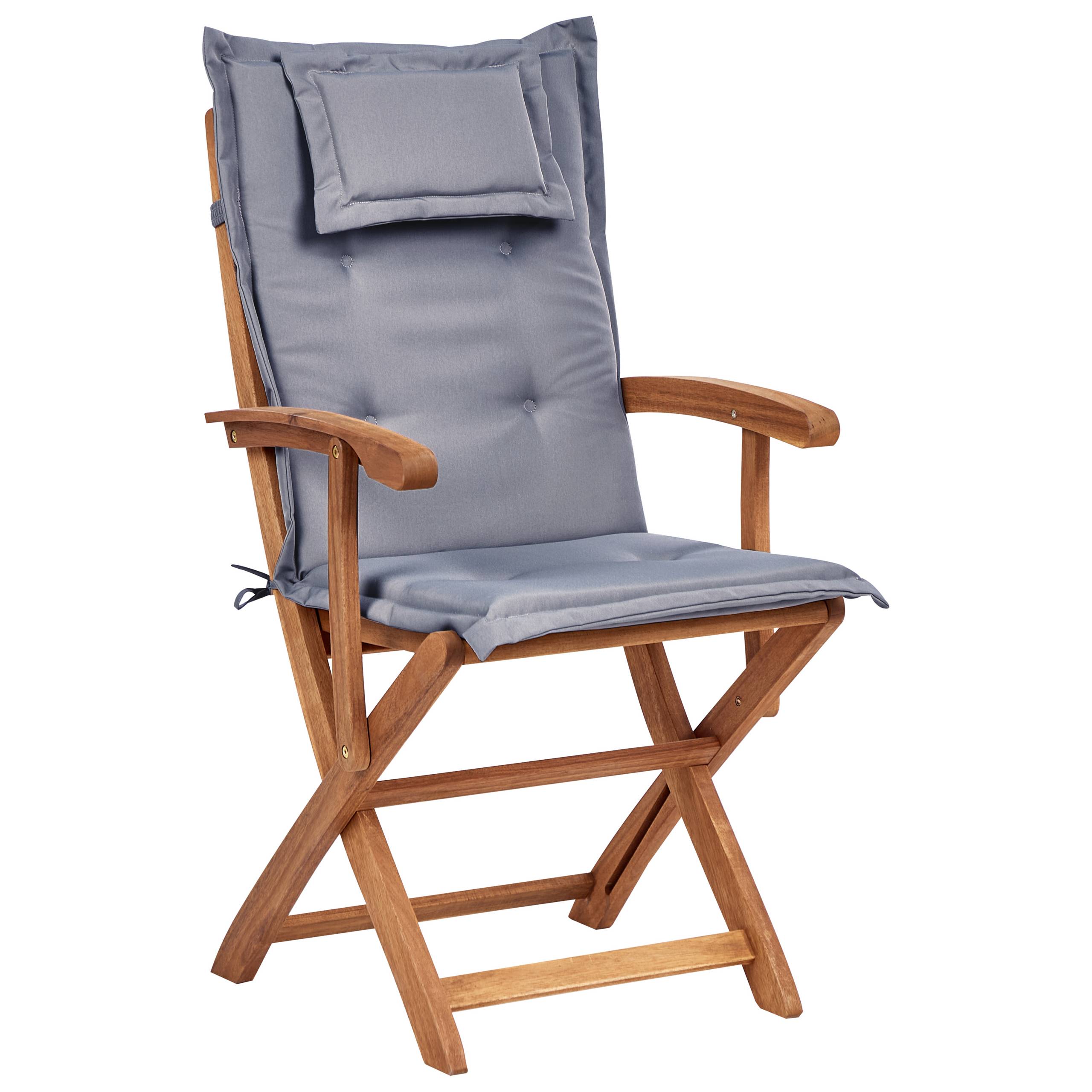 Beliani - Lot de 2 Chaises de Jardin en Bois avec Coussins Gris Graphite Pliantes Salle à Manger Extérieur Style Rustique - Imagen 4