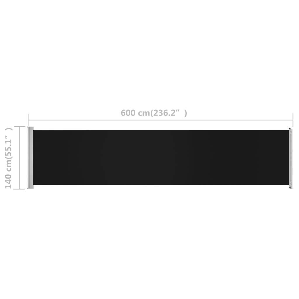 Helloshop26 - Auvent latéral rétractable de patio 140 x 600 cm noir - Imagen 6