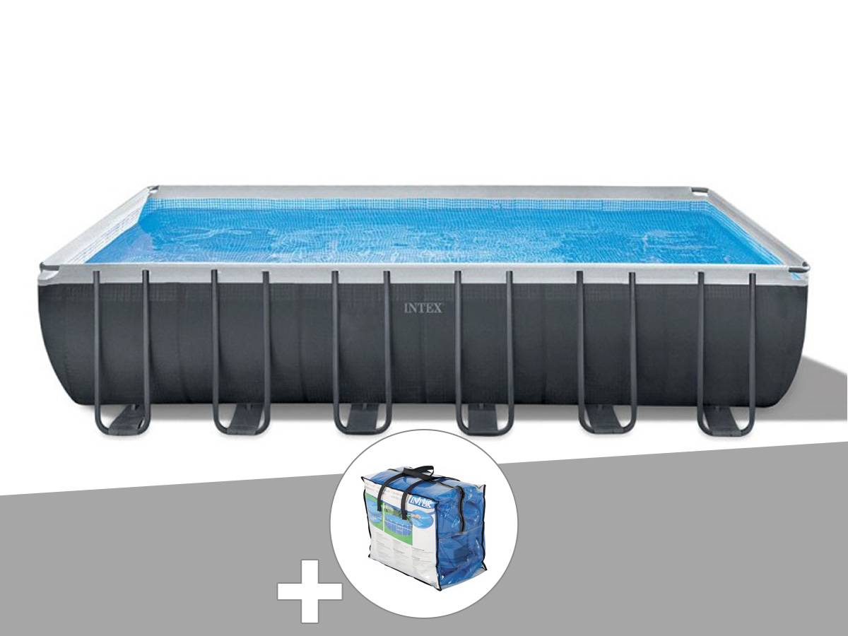 Kit piscine tubulaire Intex Ultra XTR Frame rectangulaire 7,32 x 3,66 x 1,32 m + Bâche à bulles