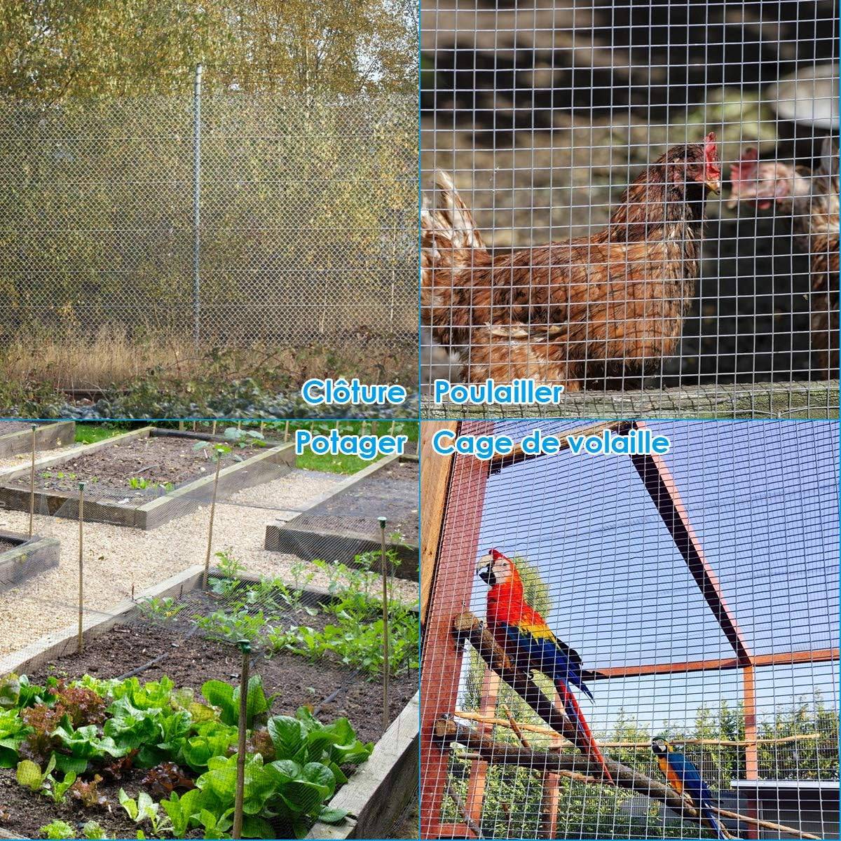 Grillage à Poule 7mm en Fer Galavanisé 0,9x15M Grillage pour Plantes et Animaux Argent - Image 4