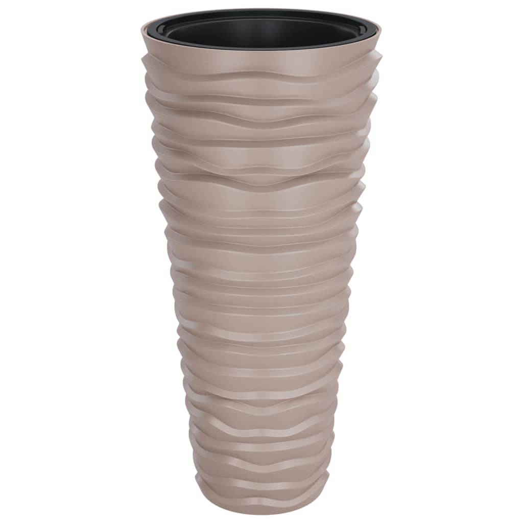 ComfortXL - Grand Pot de Fleur Haut Design Rainuré avec Bac Amovible 39x75 cm Moka - ComfortXL Outdoor Living - Image 2