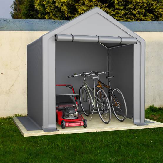 Abri de jardin 190x170x200cm gris foncé, garage vélo et espace de rangement extérieur - Image 8