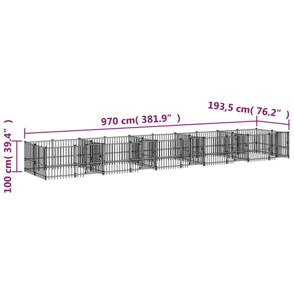 Vidaxl - Chenil d'extérieur pour chiens Acier 18,77 m² vidaXL 3124667 - Imagen 3