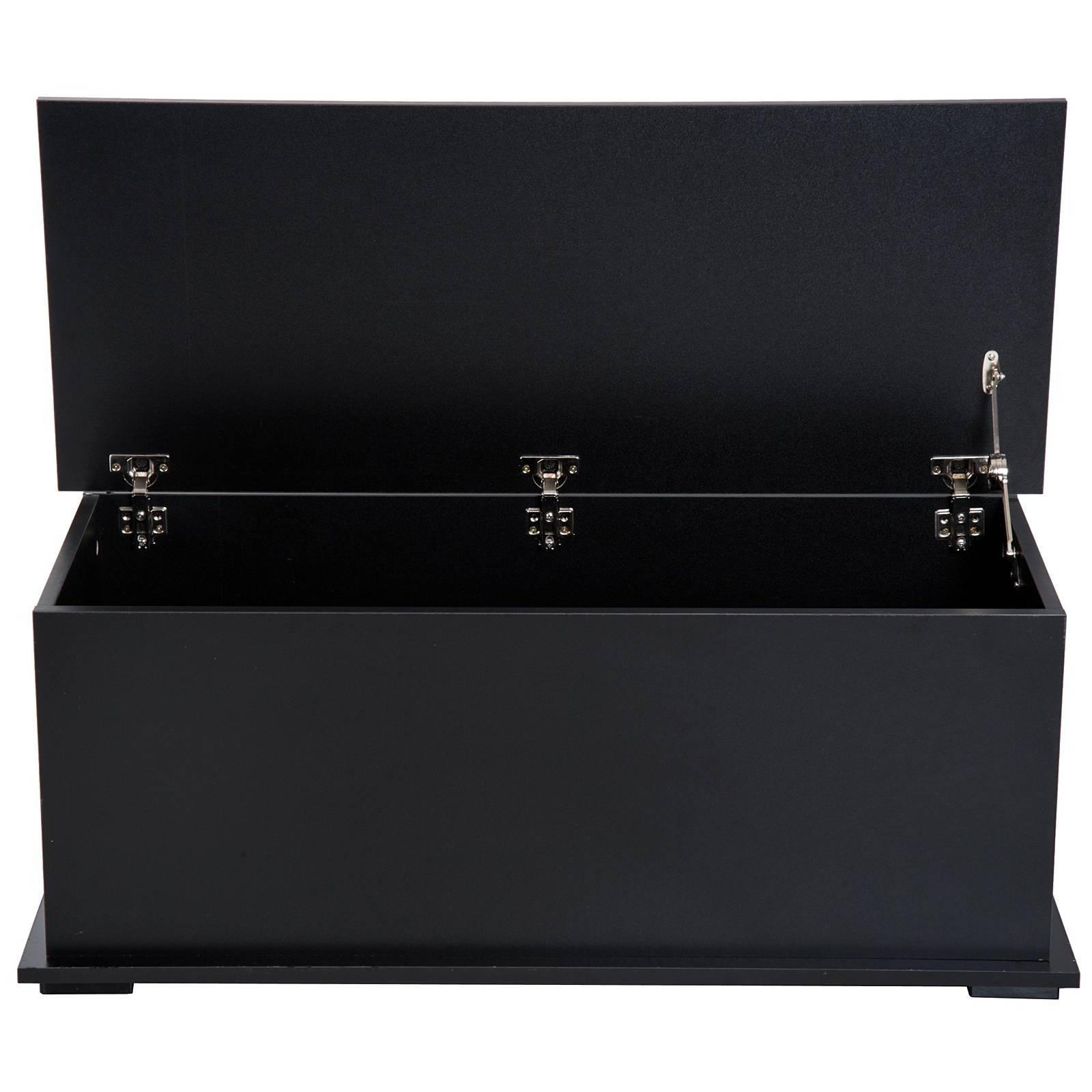 Coffre rangement bois avec charnières sécurité, coffre jouets et banc rangement multifonction 100x40x40 cm noir moderne - Image 2