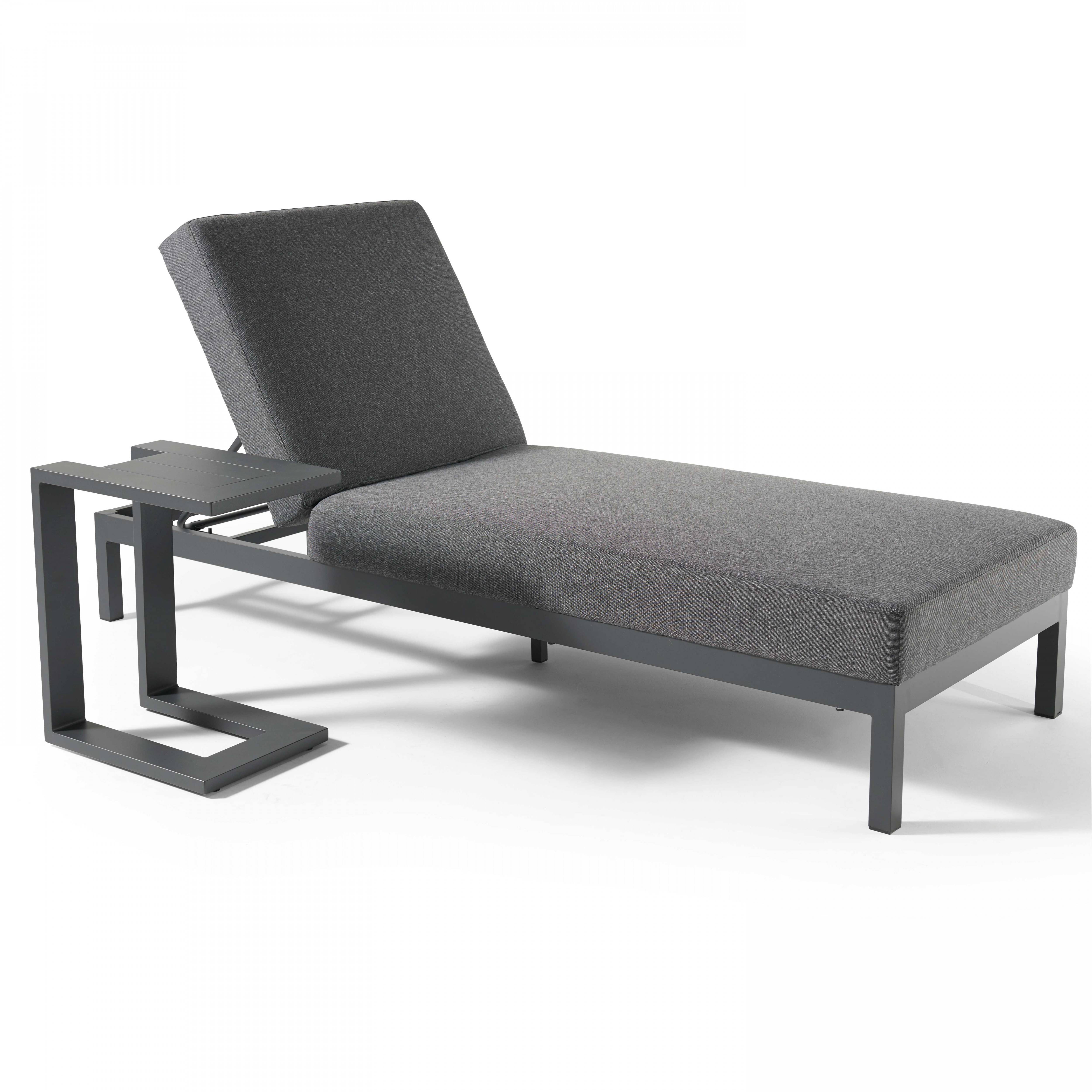 Oviala - Ensemble bain de soleil avec tablette en aluminium gris Galapagos - Oviala - Imagen 1