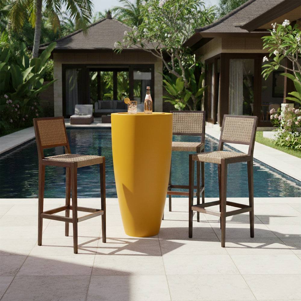 Pot conique 3-en-1 table inox : jardinière, mange-debout et bac à glaçons - plast'up rotomoulage - Image 3