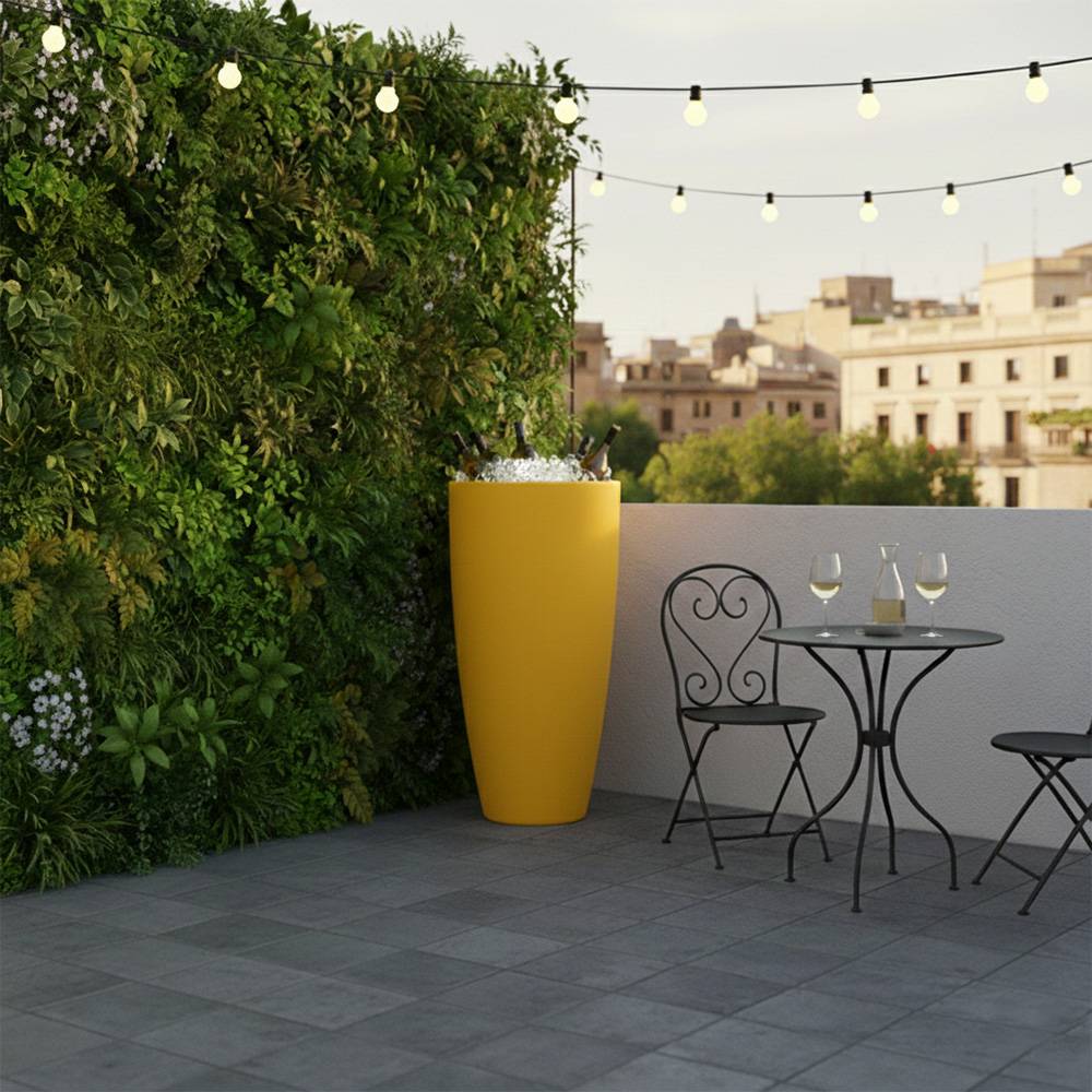 Pot conique 3-en-1 table inox : jardinière, mange-debout et bac à glaçons - plast'up rotomoulage - Image 4