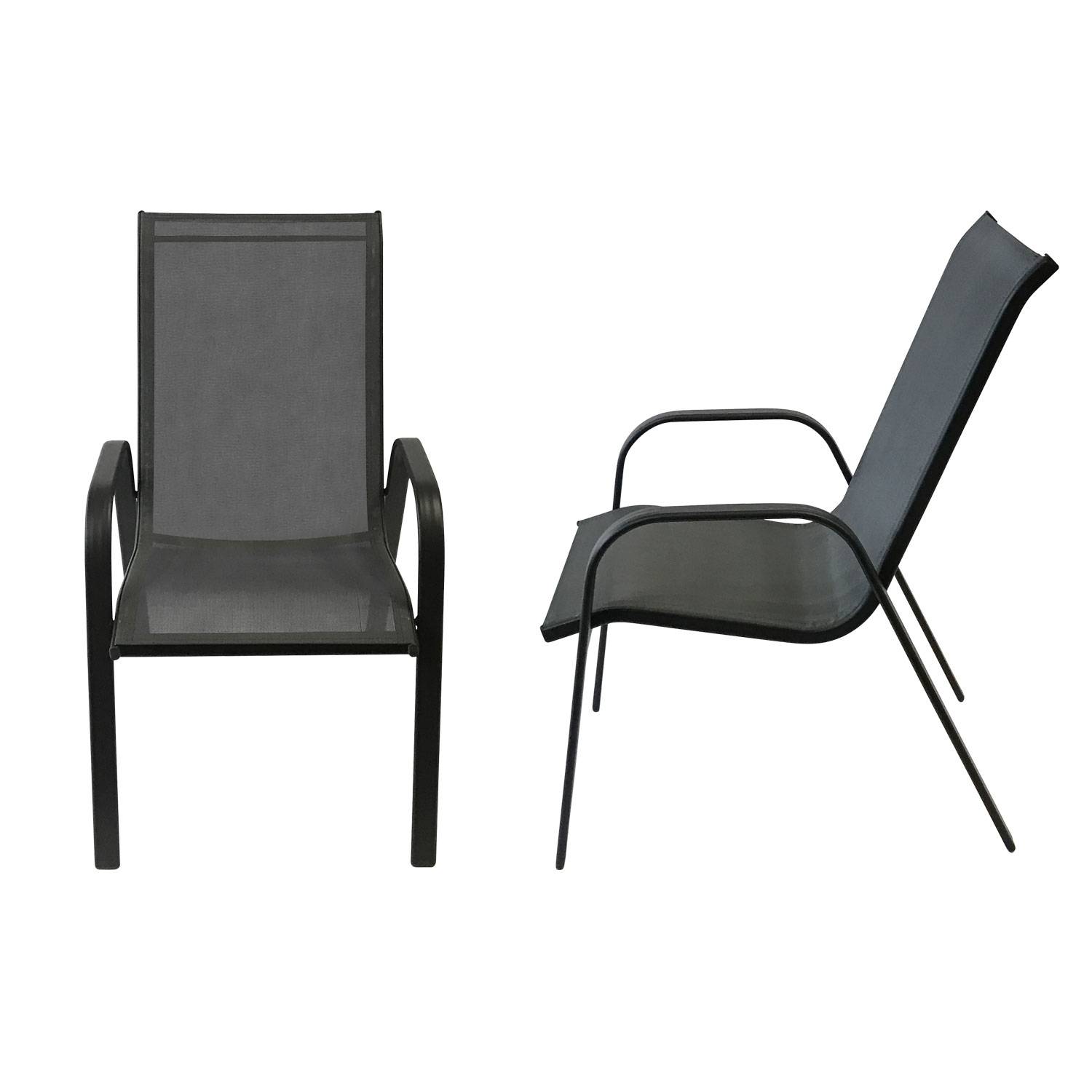 Happy Garden - Lot de 6 chaises MARBELLA en textilène gris - aluminium gris anthracite - HAPPY GARDEN - Imagen 3
