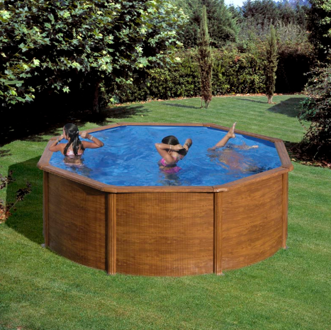 Piscine ronde Pacific 300 x 120 cm en acier aspect bois