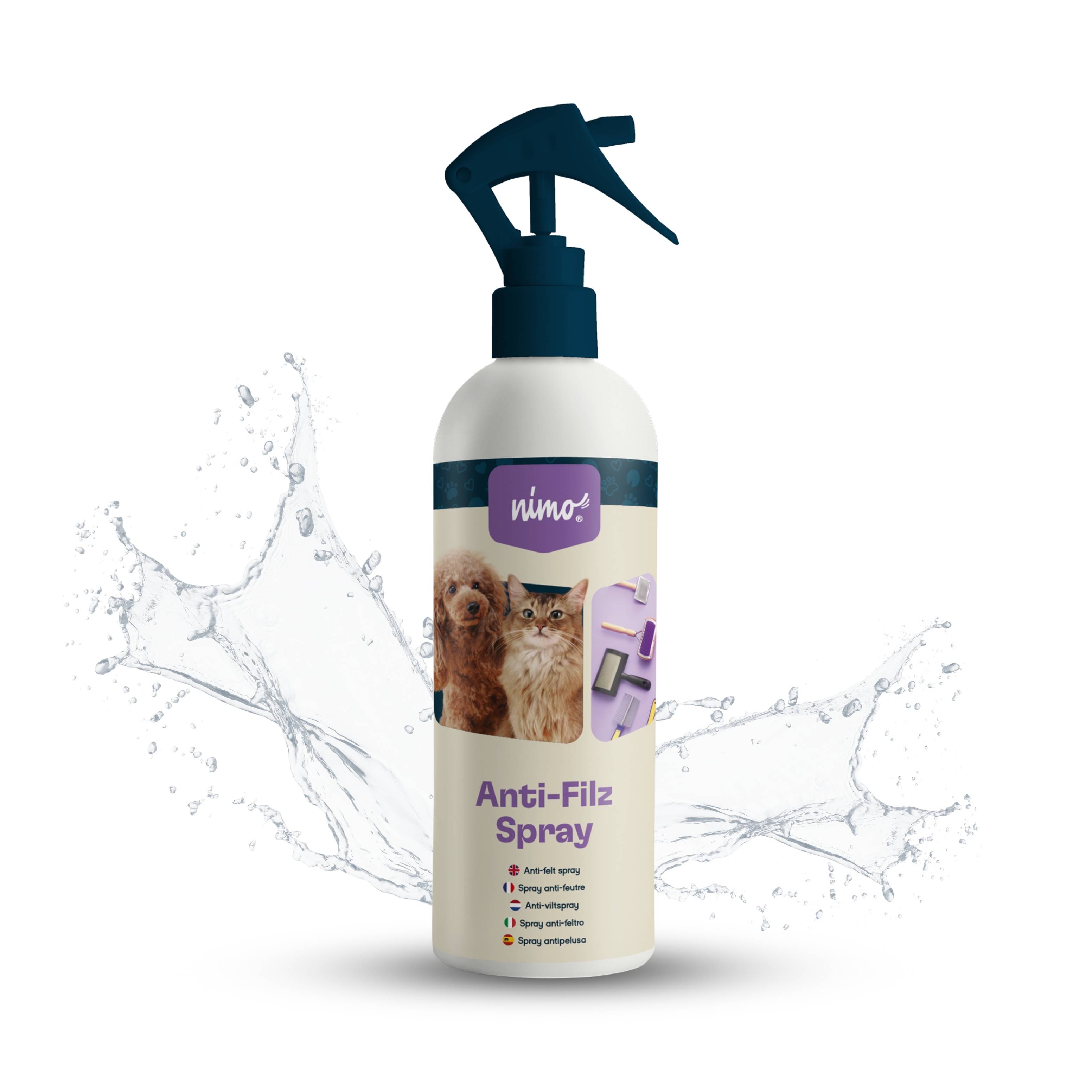 Pray anti-feutre pour chiens, chats – démêle le pelage emmêlé et facilite le peignage (500 ml) | ki:ku - Image 1
