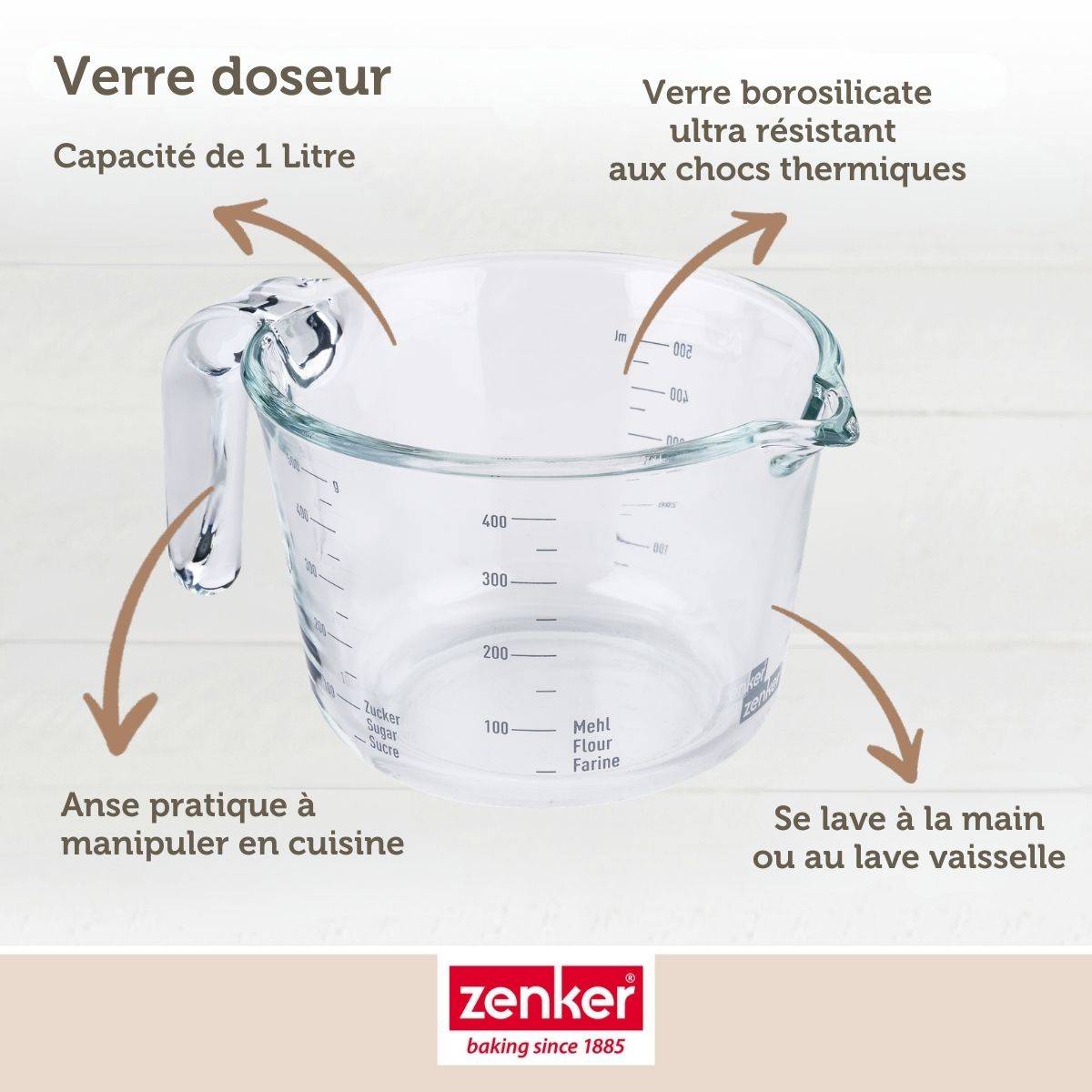 Verre à mesurer en borosilicate 1L Zenker - Image 4