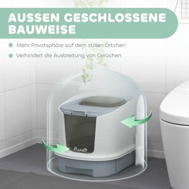 Maison de toilette plastique chat bac fermé anti-odeur 40,5x52,5x42,5cm gris - ComfortXL Outdoor Living - Image 4