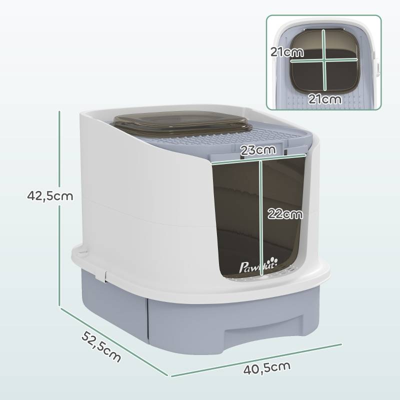 Maison de toilette plastique chat bac fermé anti-odeur 40,5x52,5x42,5cm gris - ComfortXL Outdoor Living - Image 3