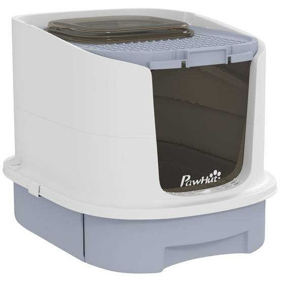 Maison de toilette plastique chat bac fermé anti-odeur 40,5x52,5x42,5cm gris - ComfortXL Outdoor Living - Image 2