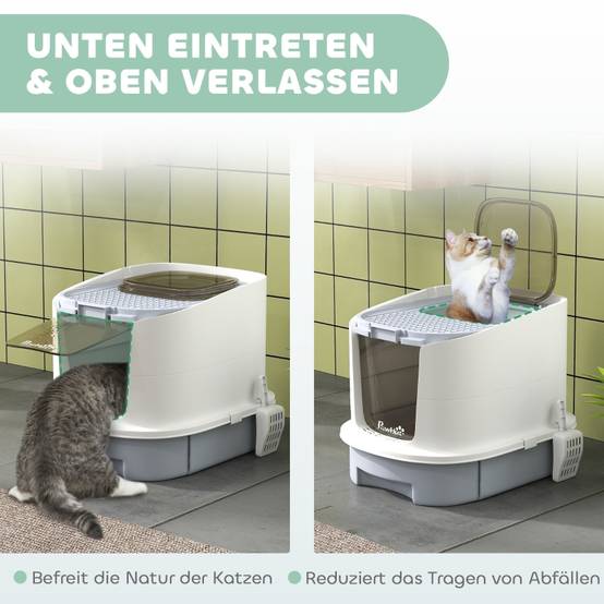 Maison de toilette plastique chat bac fermé anti-odeur 40,5x52,5x42,5cm gris - ComfortXL Outdoor Living - Image 6