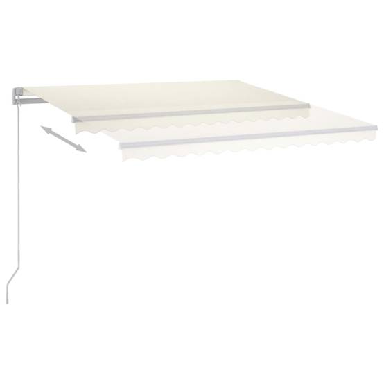 Store banne rétractable manuel aluminium pour terrasse avec LED 450x350 cm Crème - ComfortXL Outdoor Living - Image 3