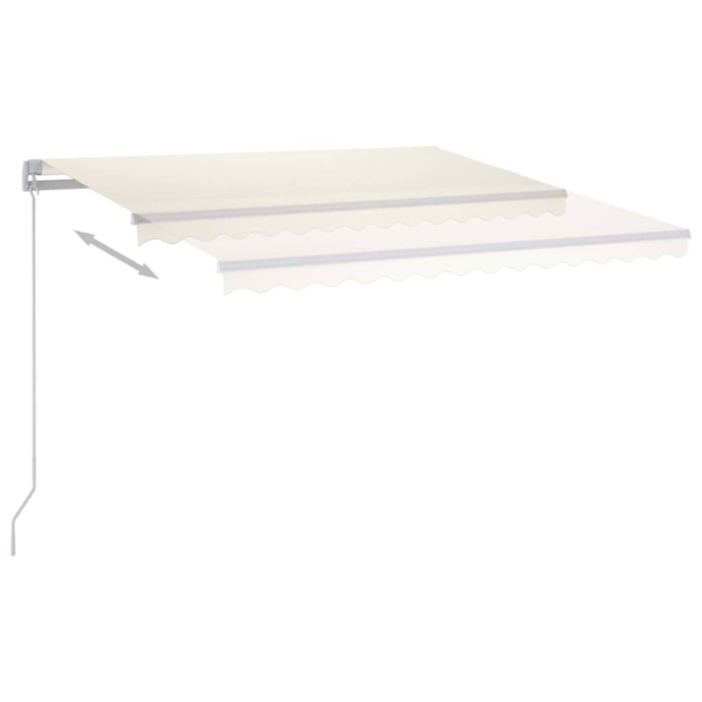 Store banne rétractable manuel aluminium pour terrasse avec LED 450x350 cm Crème - ComfortXL Outdoor Living - Image 3