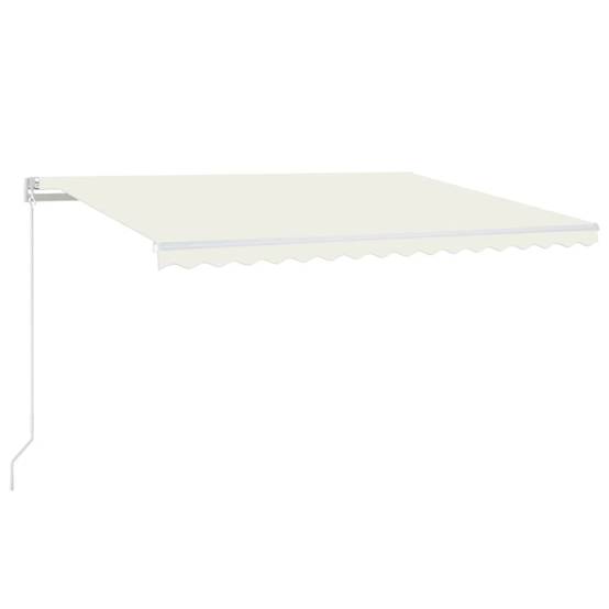 Store banne rétractable manuel aluminium pour terrasse avec LED 450x350 cm Crème - ComfortXL Outdoor Living - Image 2