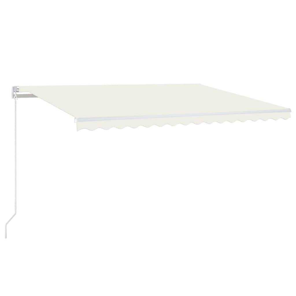 Store banne rétractable manuel aluminium pour terrasse avec LED 450x350 cm Crème - ComfortXL Outdoor Living - Image 2