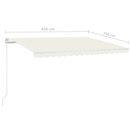 Store banne rétractable manuel aluminium pour terrasse avec LED 450x350 cm Crème - ComfortXL Outdoor Living - Image 7