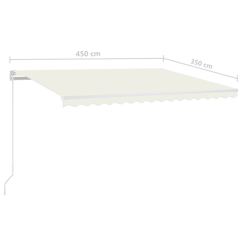 Store banne rétractable manuel aluminium pour terrasse avec LED 450x350 cm Crème - ComfortXL Outdoor Living - Image 7