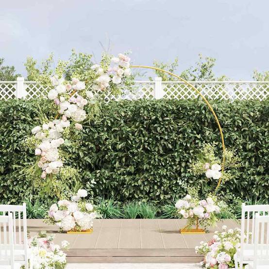 Arche de mariage en acier pour cérémonie jardin design moderne arrondi Doré 220cm - ComfortXL Outdoor Living - Image 1