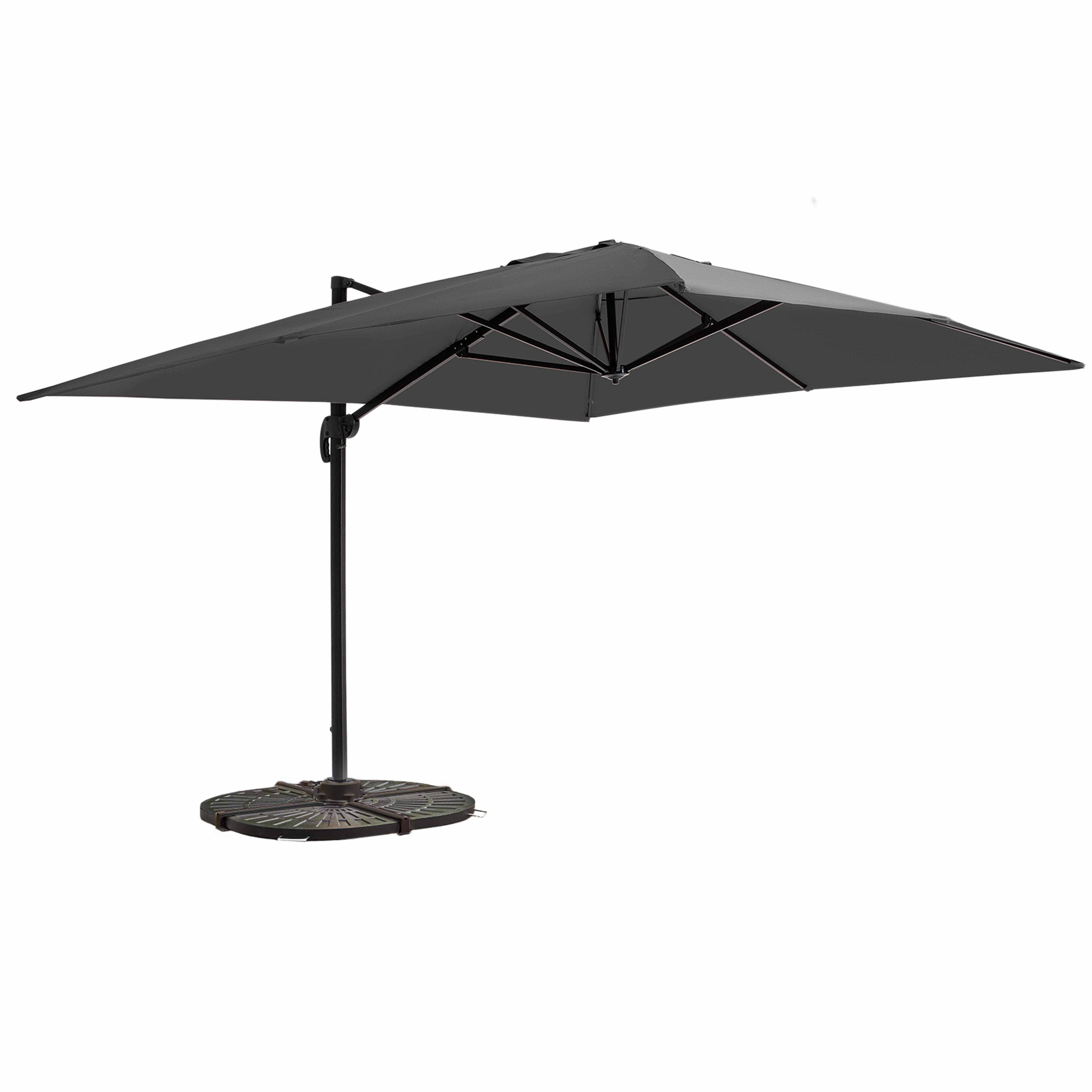 Oviala - Parasol Déporté 3x4m Inclinable Rotatif + 4 Dalles Lestées anthracite  Caserta - Oviala - Imagen 1
