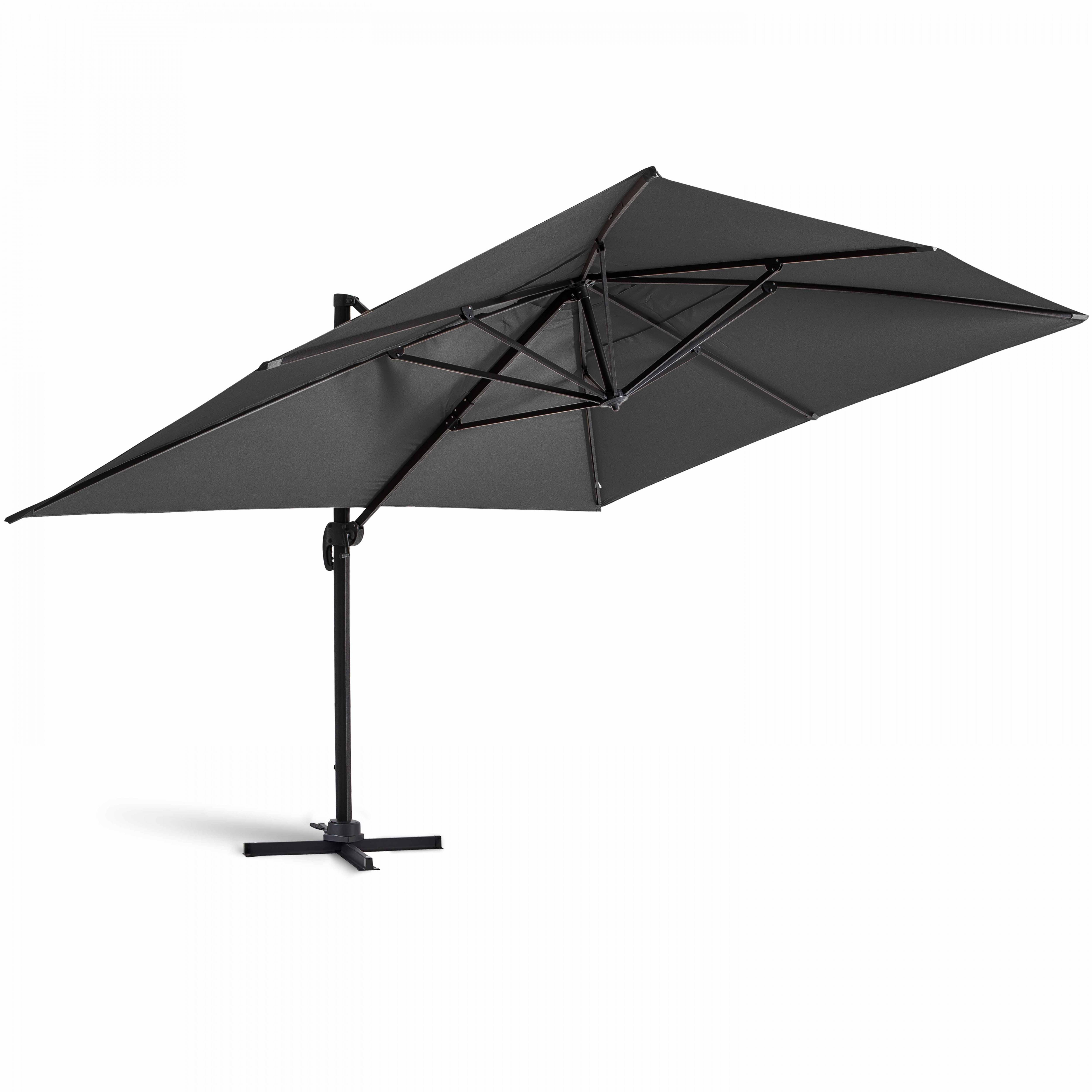 Oviala - Parasol Déporté 3x4m Inclinable Rotatif + 4 Dalles Lestées anthracite Caserta - Oviala - Imagen 3