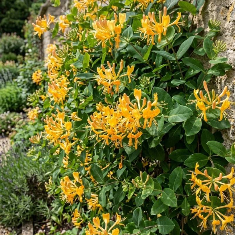 Chèvrefeuille de Brown Mandarin® à fleurs Orange - feuillage Semi-Persistant - Godet - 5/20 cm-  hauteur à maturité De 3,00 m à 5,00 m - Imagen 2